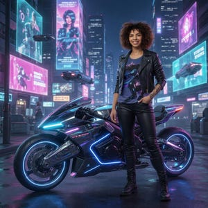 Cyberpunk Rider Tank Top, Futuristic Neon Art