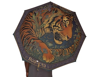 Vintage Art Nouveau Tiger Illustration Umbrella | Le Tigre