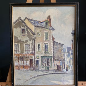Vintage Original Oil on Board of Town Hall from Bradford by Ernest E Perry.                       H 14.5" x W 11.5".