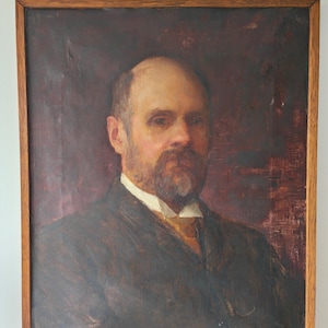 Retrato original antiguo de principios del siglo XX de un caballero eduardiano. 45 cm de ancho x 45 cm de largo.