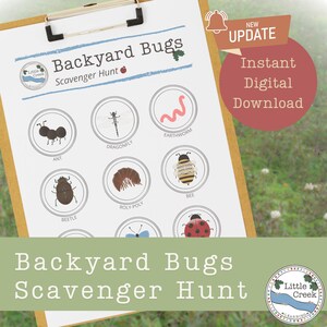 Backyard Bugs Scavenger Hunt | Nature Hunt Printable | Kids Outdoor Activity | Little Creek Learning