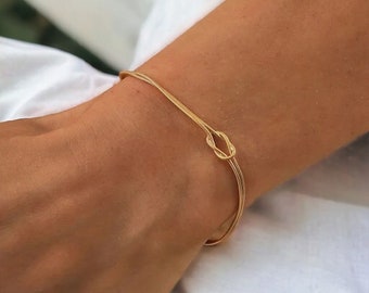 Bracelet noeud d'amour en or 14 carats, bracelet de couple, bracelets meilleur ami, bijoux d'amitié délicats, bracelet en or, bracelet minimaliste