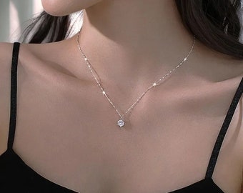 Collier diamant solitaire, collier diamant minimaliste, collier pour maman, collier diamant solitaire, collier diamant mariée