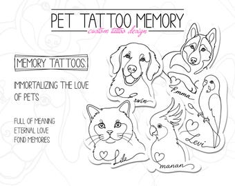 Personalisiertes Tier Tattoo Design - One Line Tier Portrait Skizze (Digitale Datei)