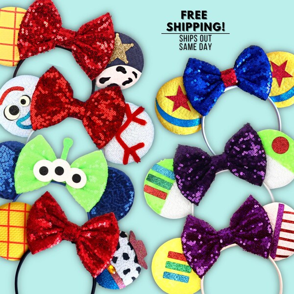 Toy story inspired minnie mickey mouse ears, woody, buzz lightyear, pixar ears, character, movie ears, disney world headband free shipping!