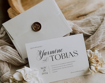 Elegant Wedding Invite, Minimalist Wedding Invitation, Simple, Editable Template, Instant Download, Printable Invite - 001
