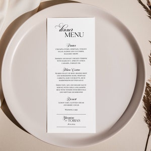 Simple Menu Template Instant Download, Modern Wedding Menu, Wedding Menu Template, Minimalist Wedding Menu, Printable Wedding Menu - 001