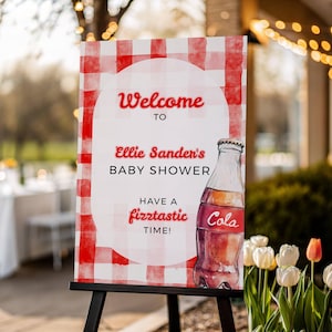 Sie ist bereit, Babyparty Willkommensschild zu knallen, druckbare Soda Cola-Babyparty, bearbeitbare Vorlage, Sofort Download, 18x24, 24x36 - 008