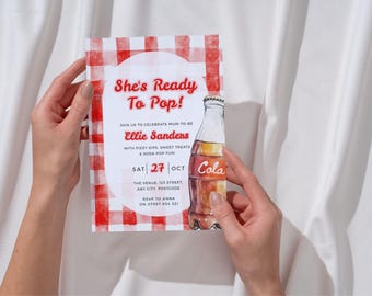 She's Ready To Pop Baby Shower Invitation Template, Printable Soda Cola Baby Shower Invite, Editable Template, Instant Download - 008