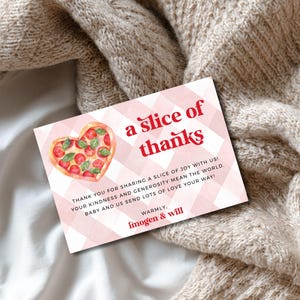 Pizza Our Hearts Baby Shower Flache Dankeskarte, Printable Besondere Lieferung-Babyparty Danke, Pizza und Schnuller Vorlage - 010