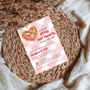 Pizza Our Hearts Baby Shower, Special Delivery Invite, Slice Slice Baby, Pizza and Pacifiers, Fun Pizzeria Theme, Editable Template - 010