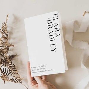 Folded Minimalist Wedding Program Template, Church Program Wedding, Modern Wedding Program Template, Modern Order of Service, Editable - 004