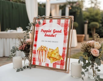 She's Ready To Pop Baby Shower Poppin 'Good Snacks Schild, druckbare Baby Shower Snack Bar Tisch Schild, bearbeitbar, Sofort-Download - 008
