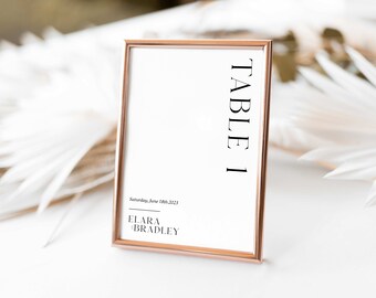 Minimalist Table Number Template, Printable Table Numbers, Find Your Seat Table Numbers, Wedding Seating, Modern Table Number Sign - 004