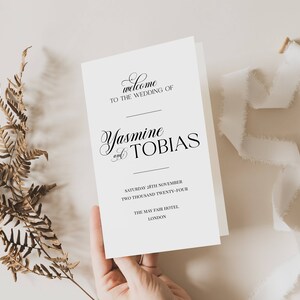Folded Minimalist Wedding Program Template, Church Program Wedding, Modern Wedding Program Template, Modern Order of Service, Editable - 001