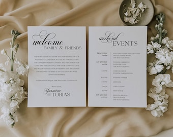 Wedding Weekend Events, Wedding Timeline Template, Wedding Itinerary, Welcome Note, Minimalist Welcome Letter, Wedding Order of Events - 001