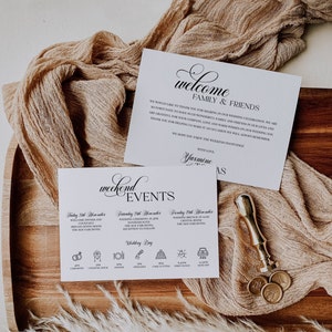 Printable Wedding Weekend Timeline, Wedding Itinerary, Wedding Weekend Events, Wedding Welcome Bag Note & Timeline, Welcome Letter - 001