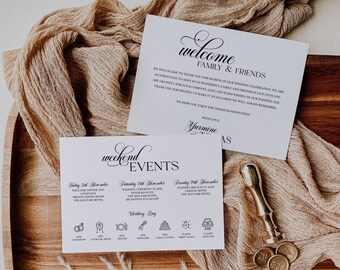 Printable Wedding Weekend Timeline, Wedding Itinerary, Wedding Weekend Events, Wedding Welcome Bag Note & Timeline, Welcome Letter - 001