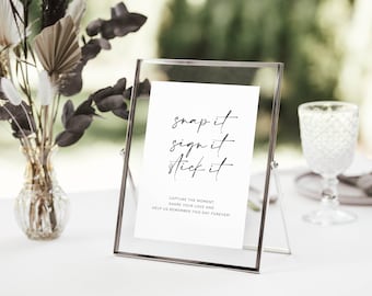 Teken gastenboek foto, Instant Download, Snap It Stick It Sign It, afdrukbare bruiloft, Photo Booth Sign, Strike a Pose, Snap A Pic, 8 x 10 - 011