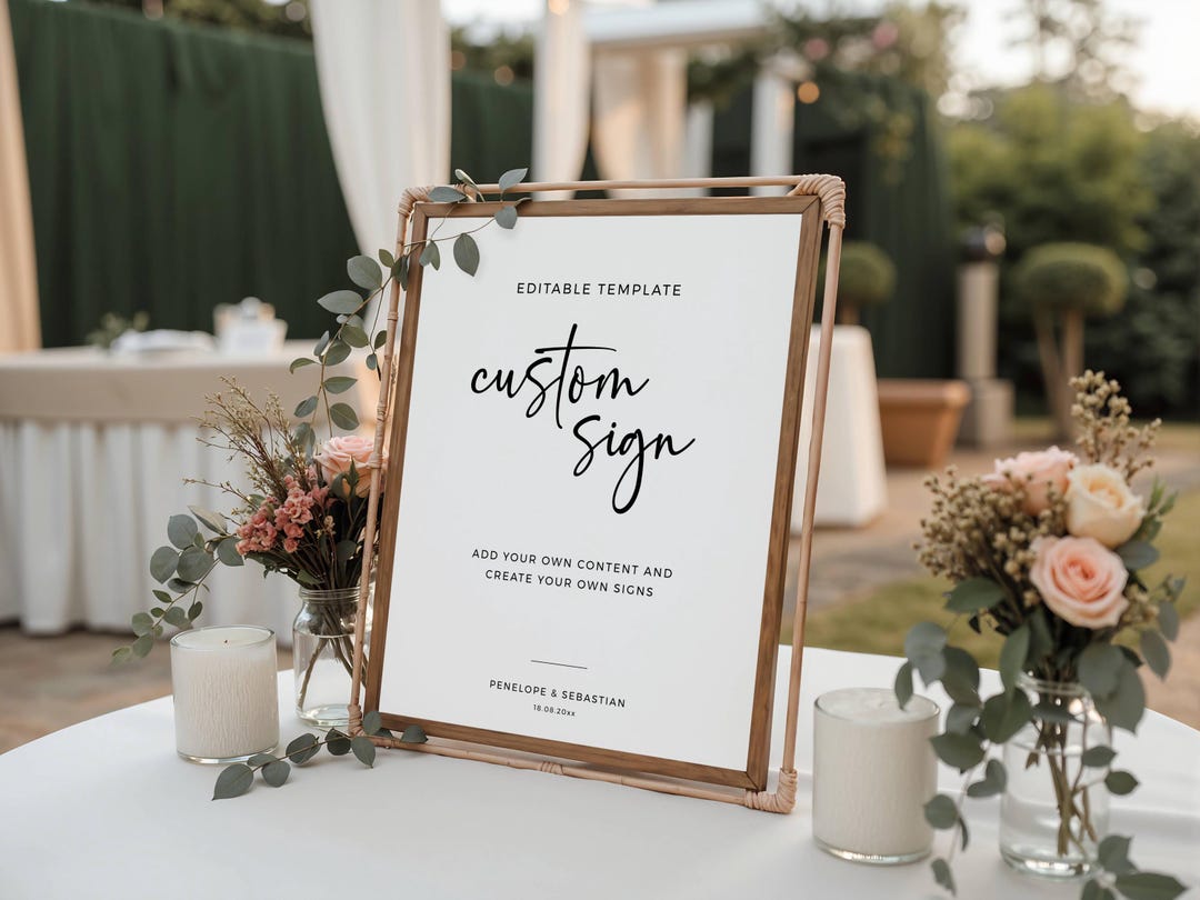 Elegant Custom Sign Template, Create Your Own Sign, Minimalist Editable ...