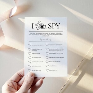 Jeu de mariage J&#39;espionne, enseigne de chasse aux photos hashtag, chasse au trésor avec photos, carte de jeu amusante pour mariage, jeux de réception, jeux de mariage pour la table - 005