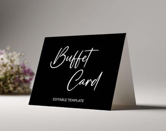 Buffet Card Template Printable, Editable Food Label Cards, Instant Download, Wedding Table Sign, DIY Buffet Tags, Folded Tent Cards - 011