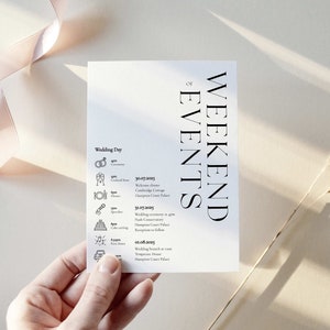 Wedding Weekend Events, Wedding Timeline Template, Wedding Itinerary, Welcome Note, Minimalist Welcome Letter, Wedding Order of Events - 004