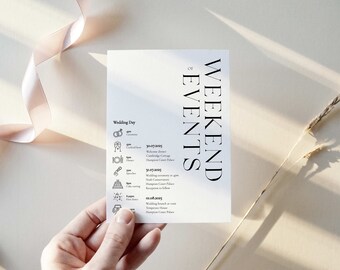 Wedding Weekend Events, Wedding Timeline Template, Wedding Itinerary, Welcome Note, Minimalist Welcome Letter, Wedding Order of Events - 004