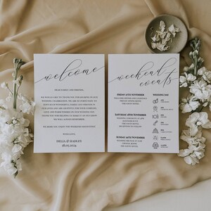Wedding Weekend Events, Wedding Timeline Template, Wedding Itinerary, Welcome Note, Minimalist Welcome Letter, Wedding Order of Events - 002