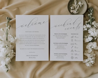 Wedding Weekend Events, Wedding Timeline Template, Wedding Itinerary, Welcome Note, Minimalist Welcome Letter, Wedding Order of Events - 002