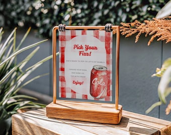 She's Ready To Pop Baby Shower Soda Bar Sign, Printable Soda Cola Baby Shower Table Sign, Editable Template, Instant Download - 008