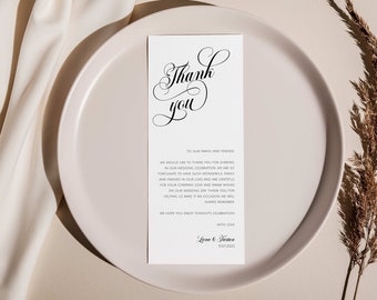 Place Setting Thank You, Thank You Napkin Note, Elegant Thank You Place Card, Wedding Table, Printable Thank You, Editable Template - 003