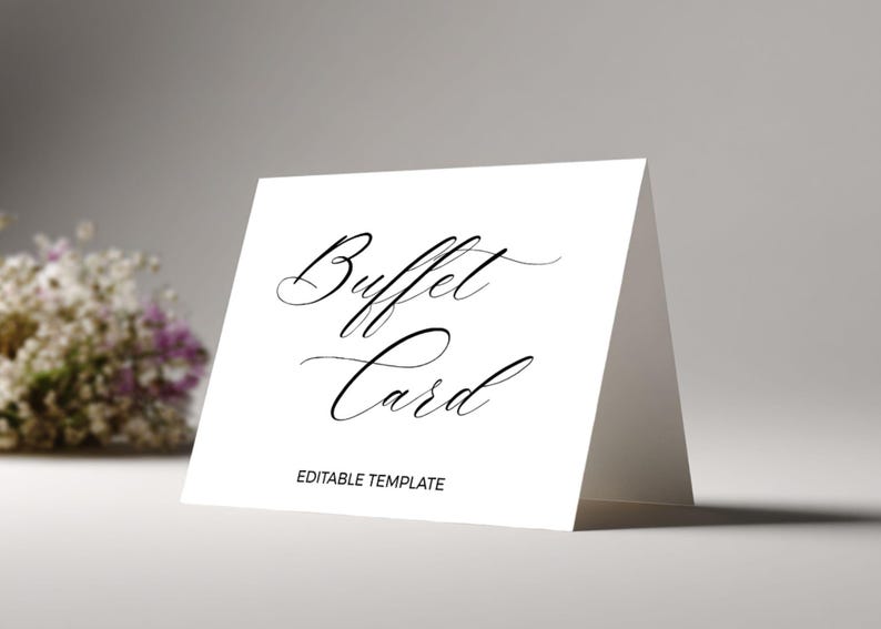 Script Text Buffet Buffet Card Template Printable, Editable Food Label Cards, Instant ...