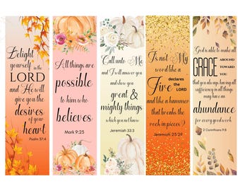 Printable Bible Verse Bookmarks Fall Watercolor Scripture Printable Gift Download God's Promises Bookmark Pumpkins Bookmark Bundle Christian