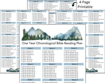 Bible Reading Plan One Year Bible Tracker for Men Bible Study Chronological Bible Plan for Him Masculine Bible Tracker for Husband Checklist