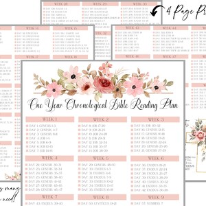 Chronological Bible Reading Plan Printable Bible Tracker One Year Bible ...