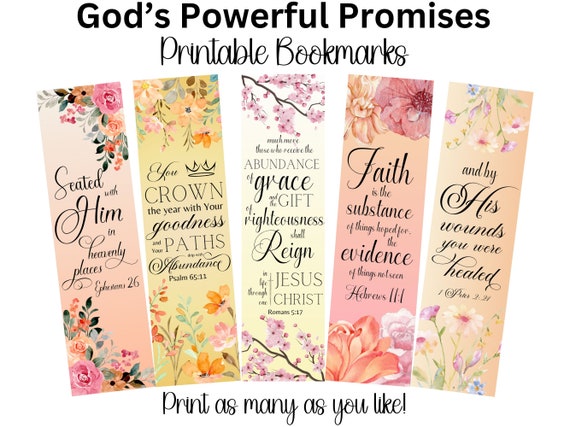 Printable Bible Verse Bookmarks Scripture Watercolor Bookmark Download God's Promise Bookmark Floral Bookmark Bundle Christian Memorywork