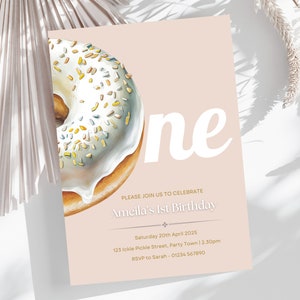 Bearbeitbar Sweet ONE Geburtstagseinladung, Donut Geburtstag, Mädchen 1. Geburtstag, süße Feier, 1. Geburtstag, Donut wachsen auf, Sofort Download