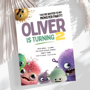 Editable Monster Party Invitation, Our Little Monster, Monster Bash Invite, Monster Theme Party Theme,  Boy Birthday, Instant Download