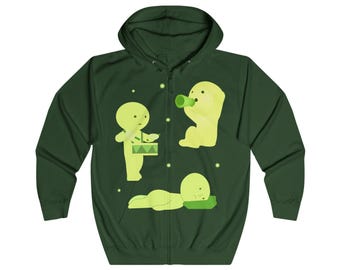 Smiski Zip Up Hoodie, Kawaii Japanese Character Sweatshirt