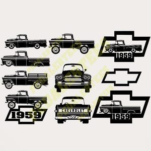 1959 Chevy Apache Bundle of 10 SVG PNG Digital Download files, for Cricut, Silhouette