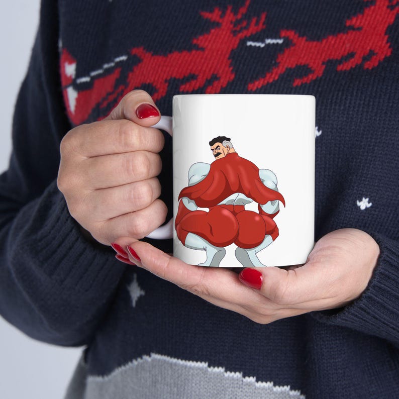 Taza con meme invencible de Thicc Omniman, divertida, tendencia, regalo moderno, tonto, café desquiciado, peculiar, arte minimalista personalizado, decoración única para el hogar personalizada imagen 5