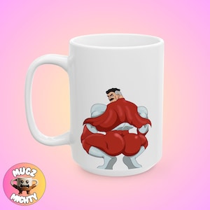 Taza con meme invencible de Thicc Omniman, divertida, tendencia, regalo moderno, tonto, café desquiciado, peculiar, arte minimalista personalizado, decoración única para el hogar personalizada imagen 2