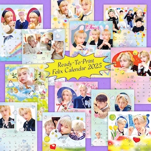 2025 Druckbarer Digitaler Kalender – K-POP Stray Kids Felix | Niedlicher, bunter & origineller Kalender