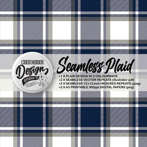 Seamless Plaid Check Vector Pattern, 2 colourways - Green & Red, Digital Paper, Backgrounds, Commercial Use. Instant Download