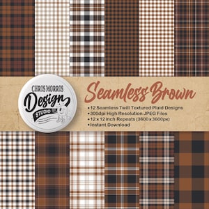 Brown Plaid Patterns: Seamless Digital Paper Bundle (12 Original Designs, JPEG, Instant Download)