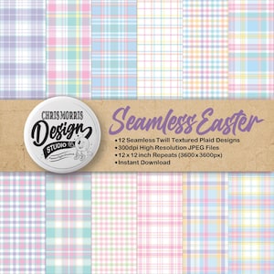 Easter Pastel Plaid Patterns: Seamless Digital Paper Bundle (12 Original Designs, JPEG, Instant Download)