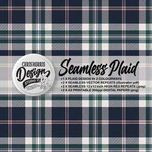Seamless Tartan Plaid Check Vector Pattern, 2 colourways - Green & Brown, Digital Paper, Backgrounds, Commercial Use. Instant Download
