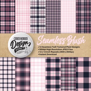 Blush Pink Plaid Patterns: Seamless Digital Paper Bundle (12 Original Designs, JPEG, Instant Download)