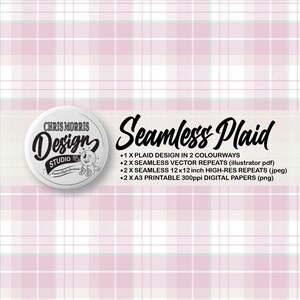 Seamless Madras Plaid Check Vector Pattern, 2 Pastel colourways Pink & Blue, Digital Paper, Backgrounds, Commercial Use. Instant Download